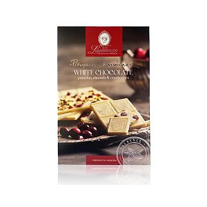 White chocolate with pistachios, almonds and cranberries Laurenc